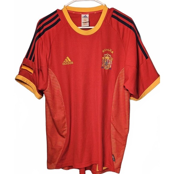Adidas Spain Men's Red National Team Soccer Jersey 2008-2009 Home Authentic